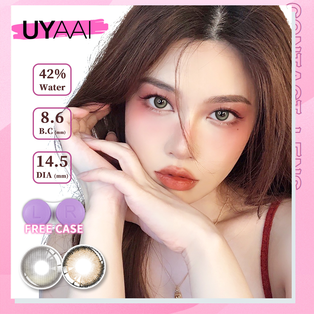 【graded lens】UYAAI 2pcs\pair Colorful K4 GRAY contact lens graded ...