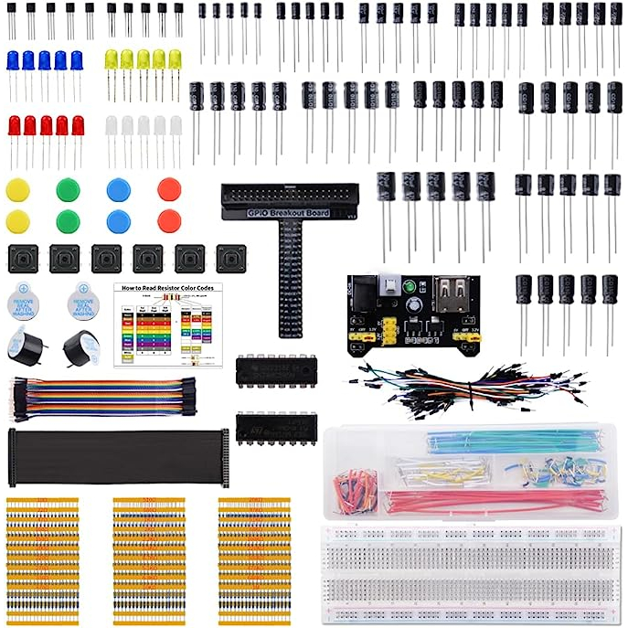 52Pi Electronics Component Fun Kit with Power Supply Module, Breadboard ...