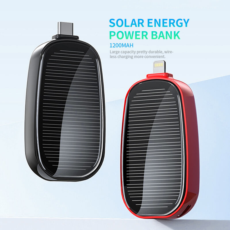 Mini Solar Power Bank Portable Keychain Powerbank for Cell Phone TYPE-C  Outdoor Backup Emergent Power Phone Charger
