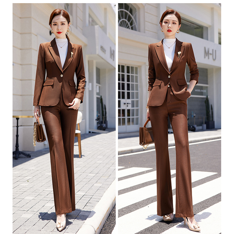 Ready Stock!!!2024 Autumn Winter Two-piece Set Pants Suit Blue Elegant  Blazer Pants Jacket Clothing Business Coat Piece Sets Female Trouser Suits