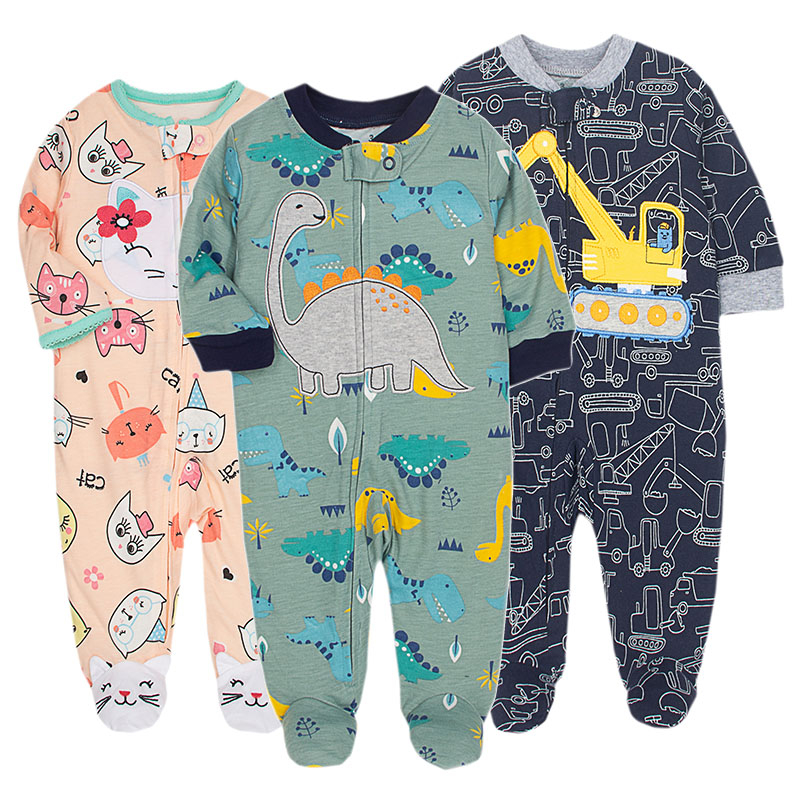 Newborn Baby Romper Zipper Girls Boys 100 Cotton Footed Sleep and Play