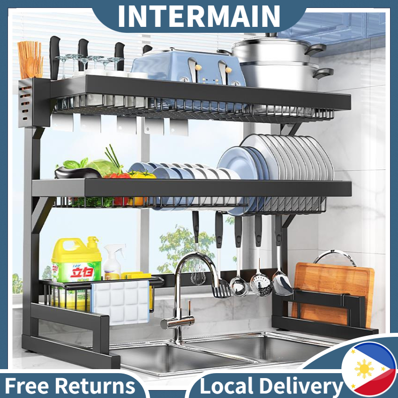 Rak Pinggan Sinki Mangkuk Stainless Steel Rak Dapur Drying Rack Dish ...