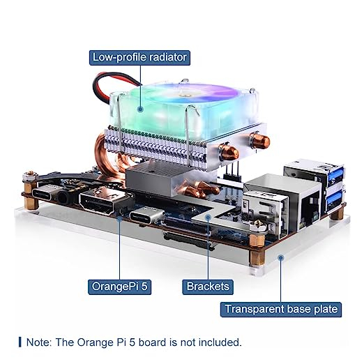 52Pi Orange Pi 5/5B Cooling Fan with Heatsink, Orange Pi 5/5B Low ...