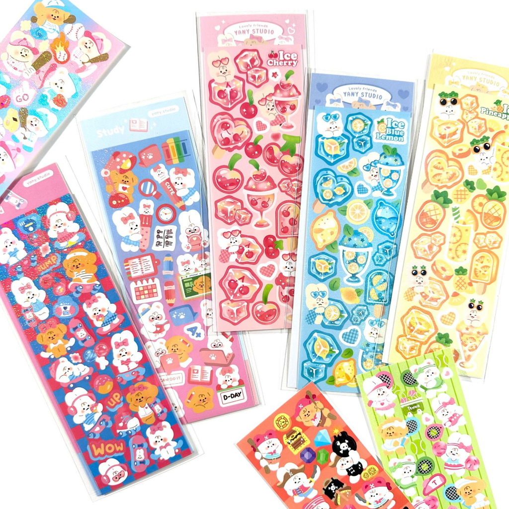 Korean yany Laser Kawaii Cute Cartoon Animal Embossed Stickers Handbook ...