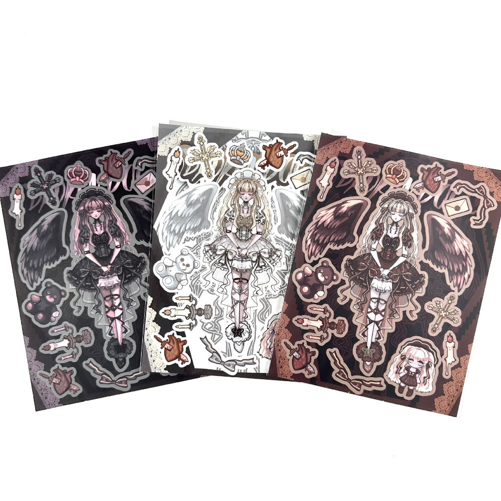 Cartoon Dark Style Sweet Cool Angel Doll Girl Character Stickers ...