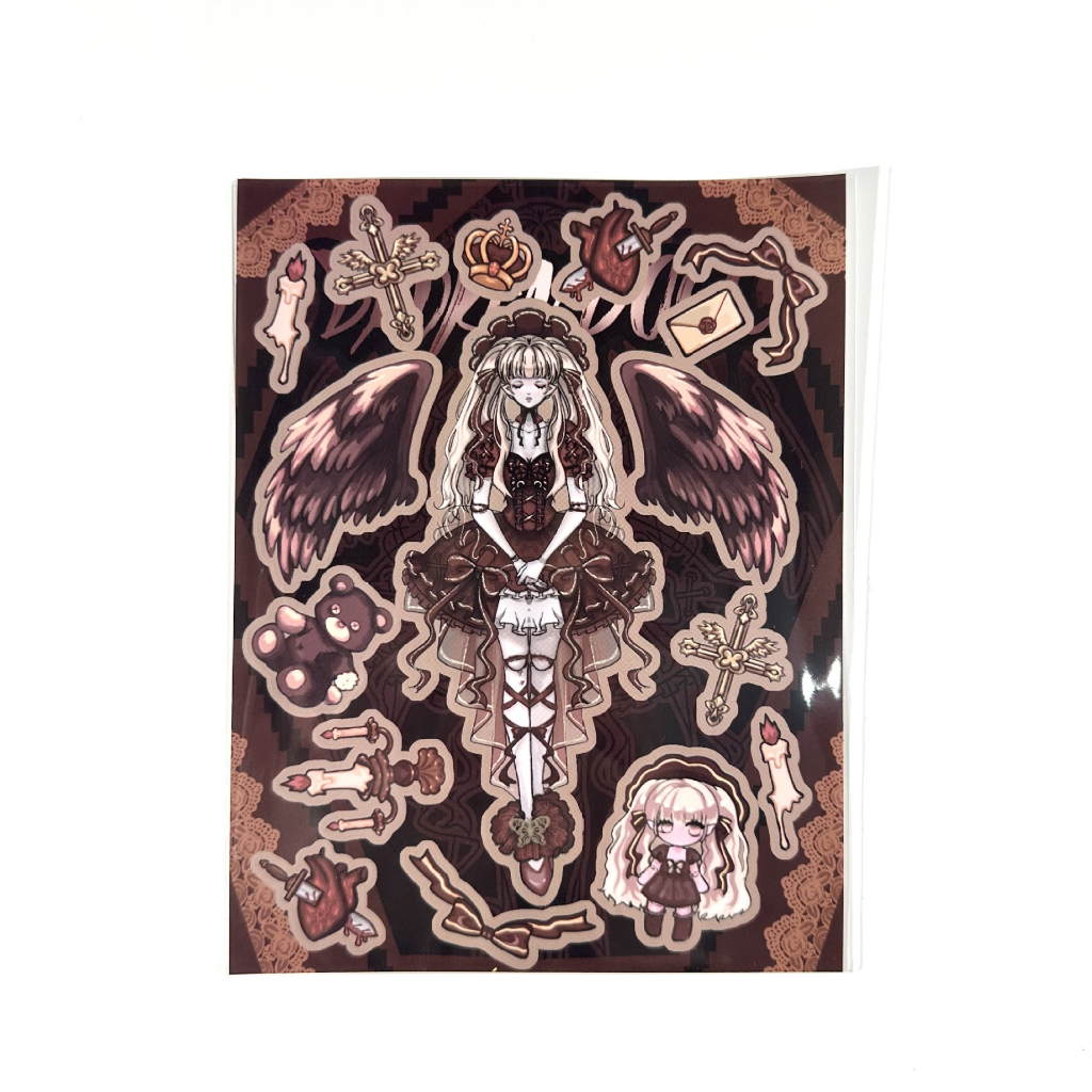 Cartoon Dark Style Sweet Cool Angel Doll Girl Character Stickers ...