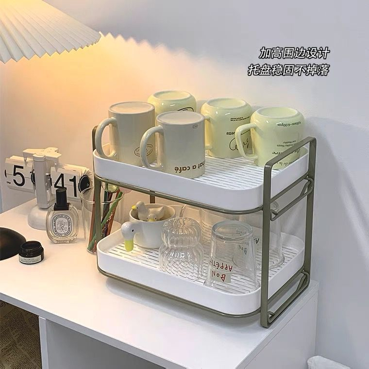E Meijia 2 Layer Mug Holder Kitchen Rack Glass Cup Storage Tea Tray ...