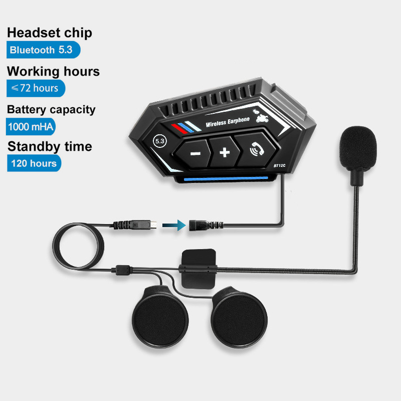 1000mAh Wireless Bluetooth Motorcycle Helmet Headset BT12C