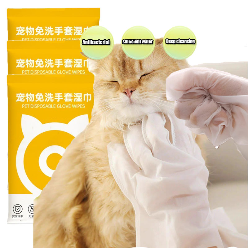Pet Wet Wipes Gloves WashFree Gloves Disposable Cat Dog Cleaning Spa