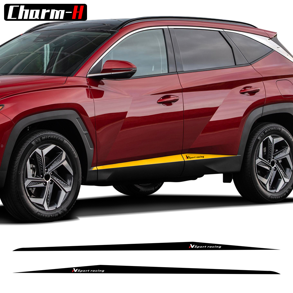 2pcs Rocker Panel Door Side Skirt Racing Stripes Vinyl Decal Stickers