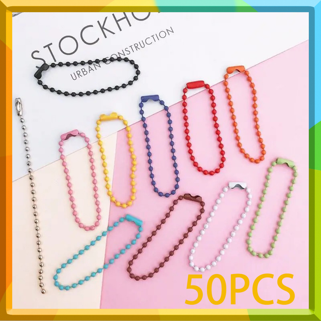 50Pcs Ball Bead Chains Metal Hanging Chains Colored Ball Bead