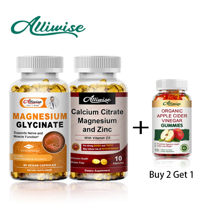 Alliwise magnesium glycinate calcium magnesium zinc with vitamin d3 for