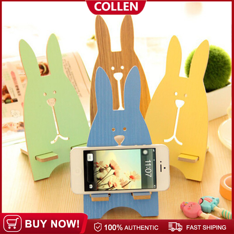 Cute Cartoon Rabbit Wooden Mobile Phone Stand Holder Universal Desk ...