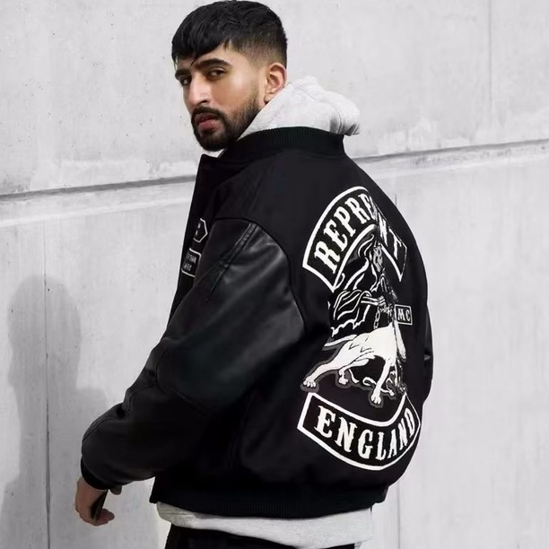 American Hip Hop Letter Embroidery Bomber Jacket For Men High Quality
