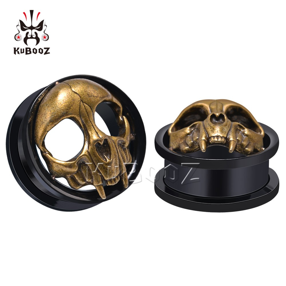 Paire De Tunnels D'oreilles En Acier Chirurgical Avec Pierre D'améthyste - Taille 0G (8mm) - Unisexe