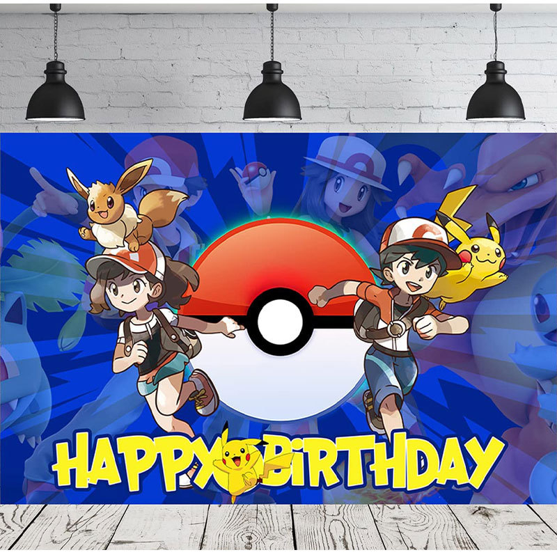 7x5ft Pokémon Happy Birthday Photography Background Pikachu Theme Party ...