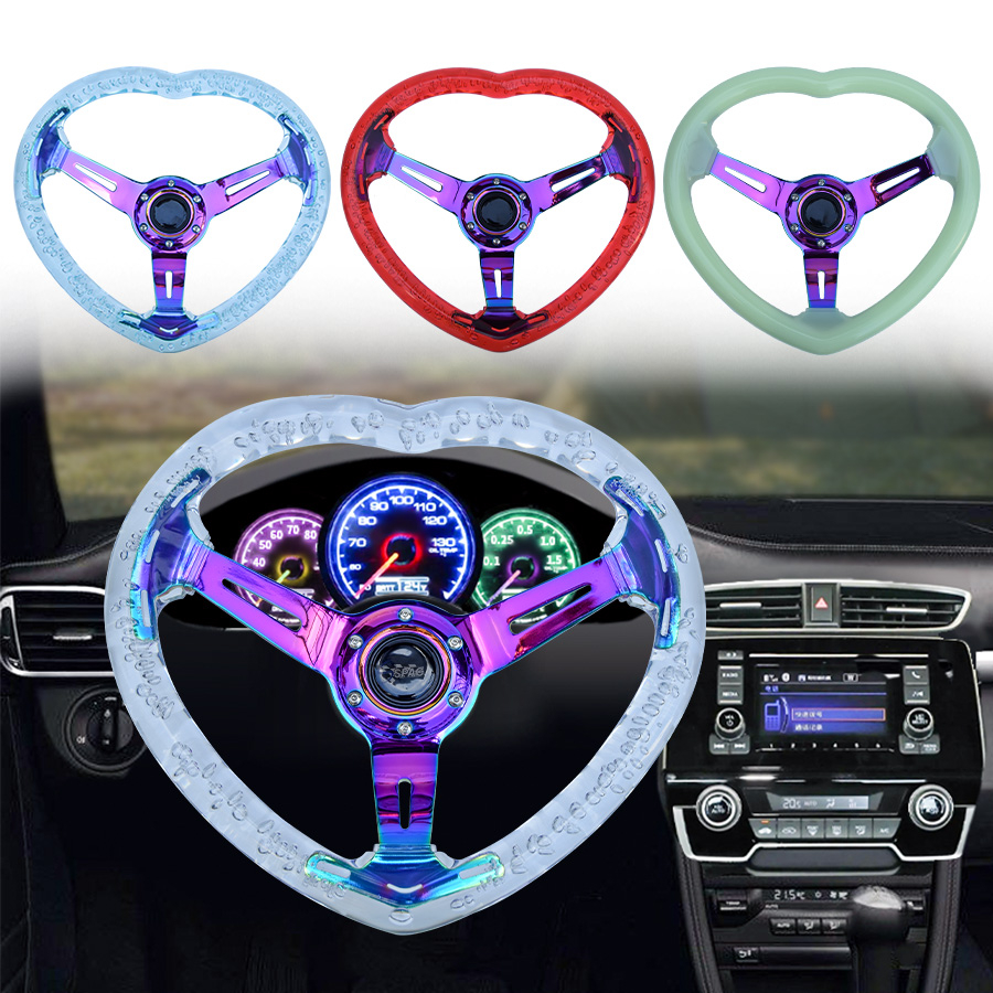 JDM Heart Shaped Racing Steering Wheel Universal Car ABS Steer Wheel