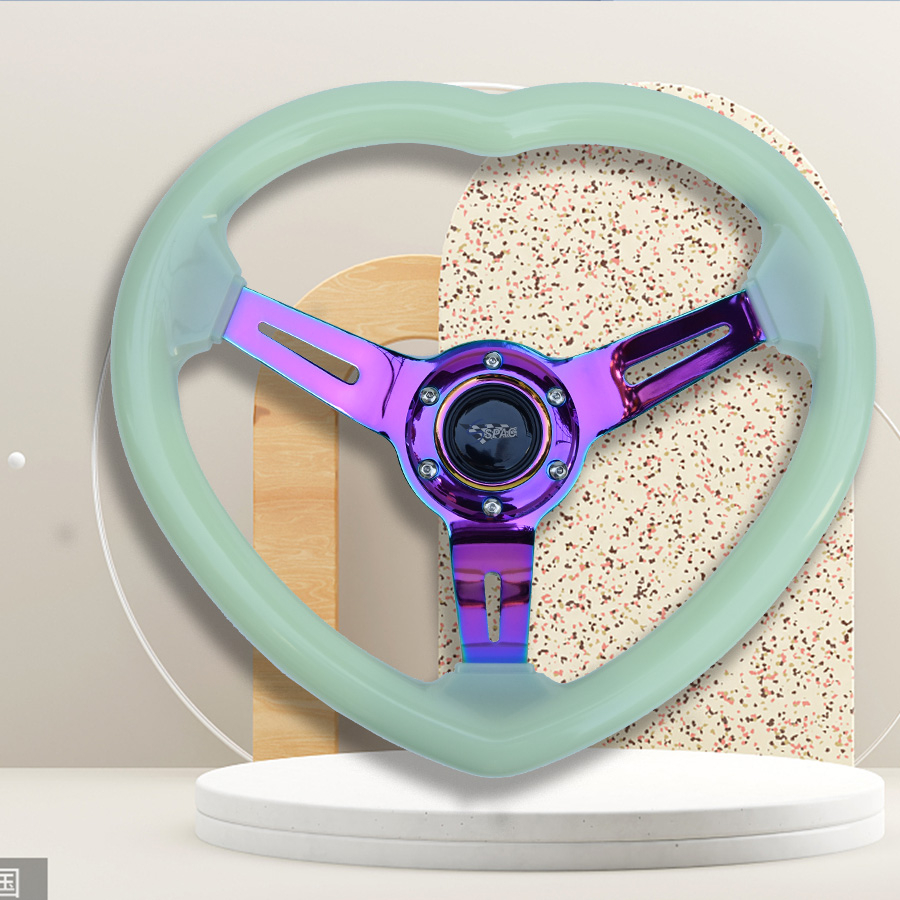JDM Heart Shaped Racing Steering Wheel Universal Car ABS Steer Wheel