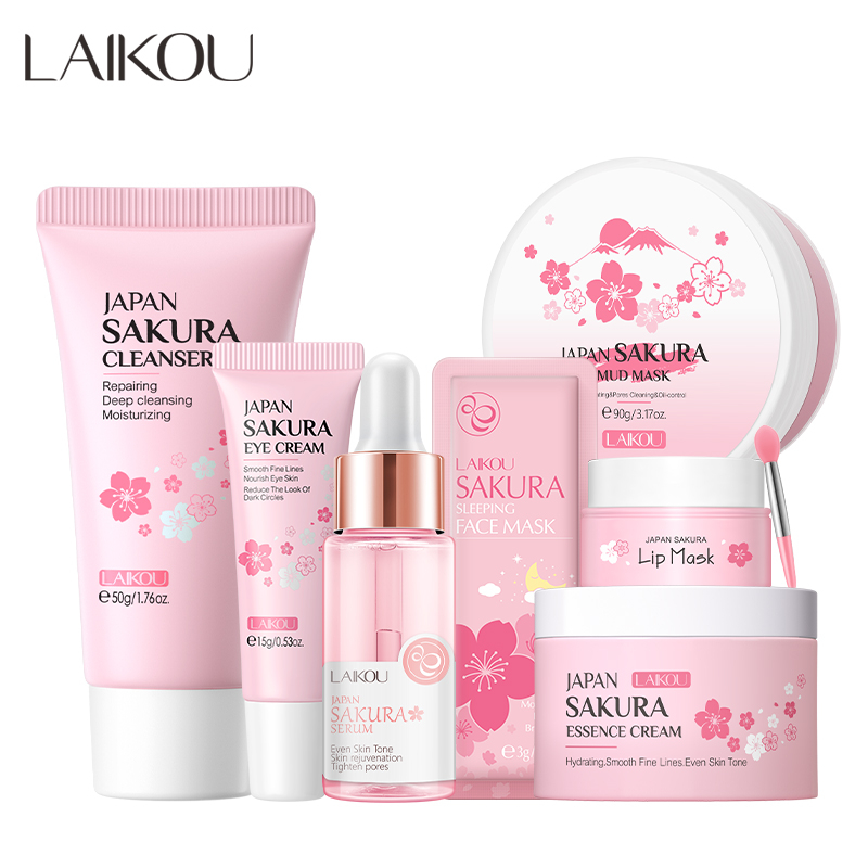 LAIKOU Sakura Face Serum Moisturizer Cream Sleeping Mask Cleansing Mud ...