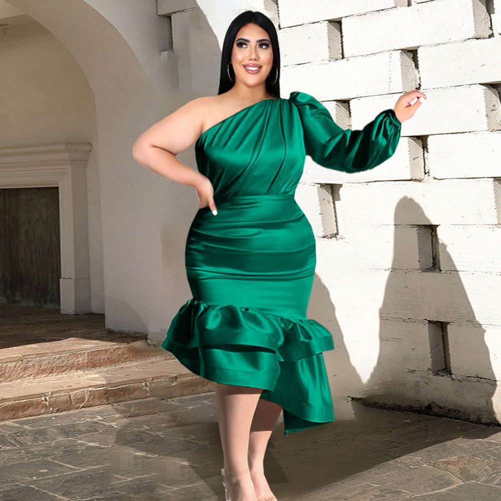 Emerald Green Long Evening Dresses for Women Plus Size Short Sleeves Prom Gowns Mermaid Cocktail Party Dresses