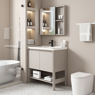 Buy WestWood Bathroom Vanity Unit Under Sink Wash Basin Cabinet Storage  Shelving Floor Standing Wooden Cupboard Grey BFR04 Online at  desertcartPhilippines