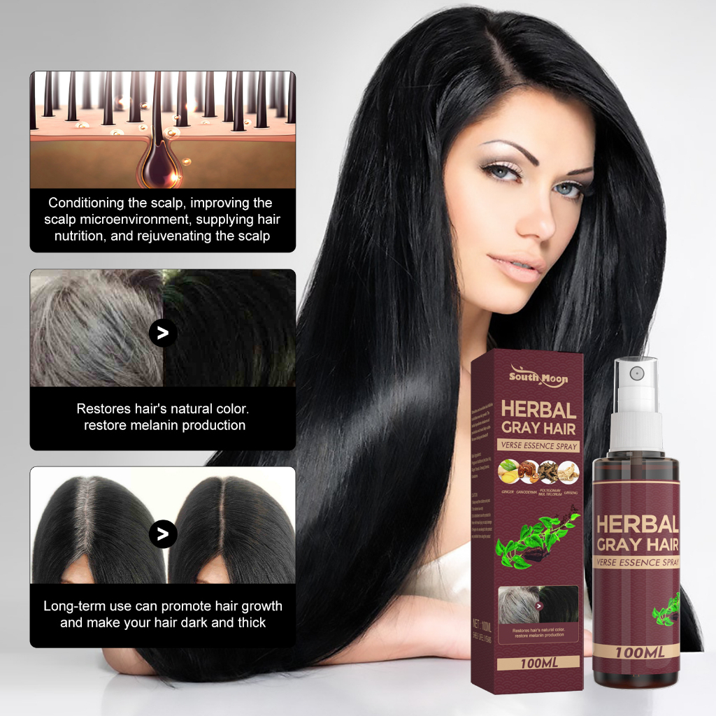 100ML Herbal He Shou Wu Grey Hair Treatment Serum Anti Hair Loss Hair ...