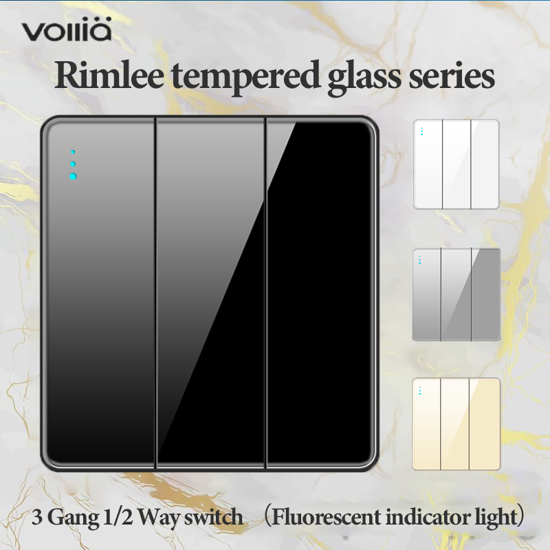 Vollia 3 Gang 1/2 Way Light Switch for wall Electrical wall Switch for ...