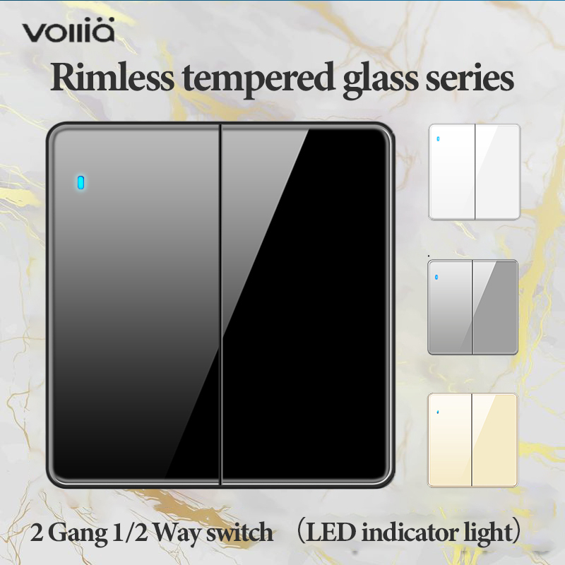 Vollia 2 Gang 1/2 Way Light Switch for wall Electrical wall Switch for ...