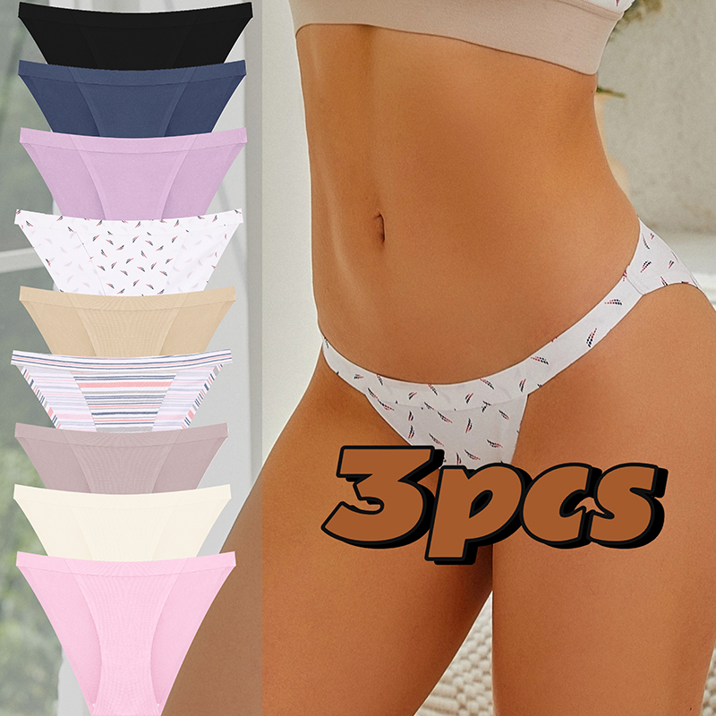 3PCS/SET Seamless Panty for Women Elastic Band Cotton Ladies Briefs Plus Size Bikini Underwear