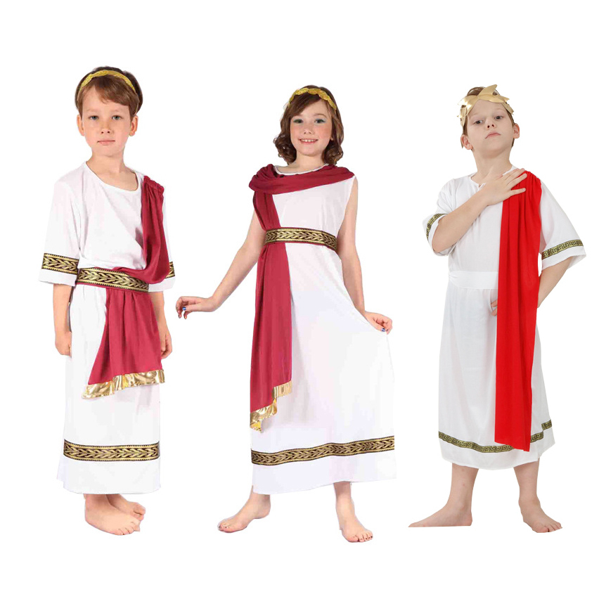 Boy Girls Greek Mythology God Zeus Costumes Kids Children Caesar Cosplay Carnival Purim Parade Role Play Showing Party Dress