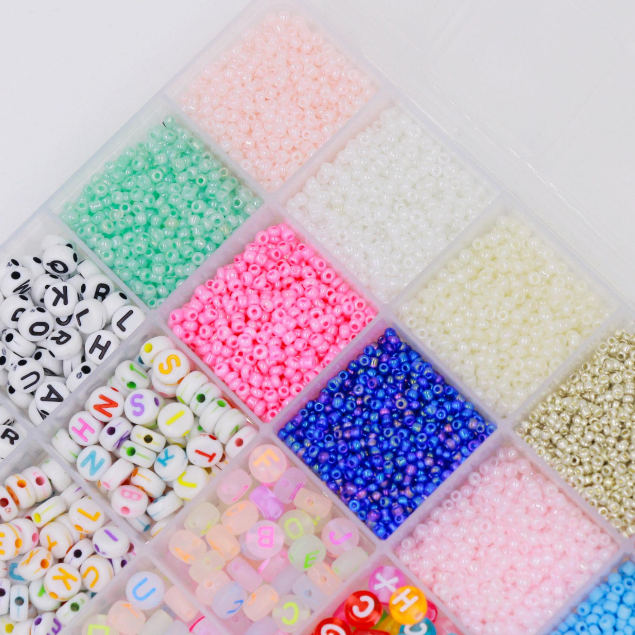 6600pcs 2mm Glass Seed Beads Starter Kit Alphabet Beads Set Letter 