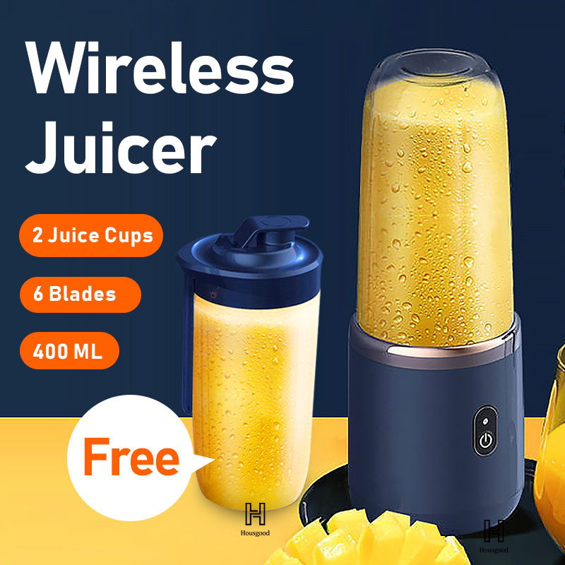 2 Cups Portable Fruit Juicer Blender 6 Blade Juice Mixer Mini Ice