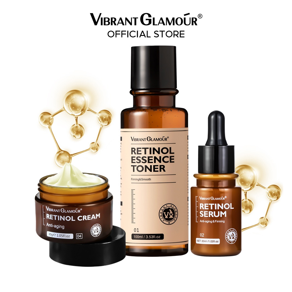 Vibrant Glamour Retinol Set Face Creamfacial Serum Toner Va Anti Aging Whitening Renewing Skin 3585