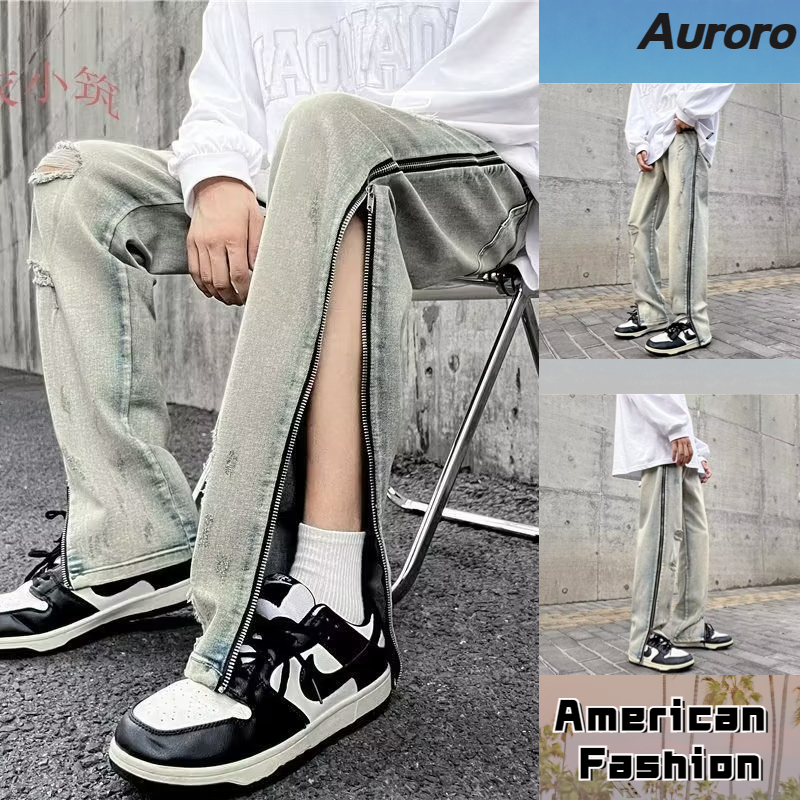 American Retro High Street Hiphop Design With Distressed Jeans For Men ...