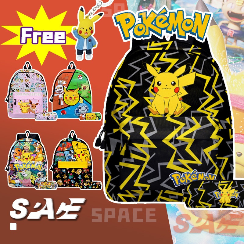 Pokemon Bag For Kids Boys Girls Pikachu Backpack Cute Cartoon Anime ...