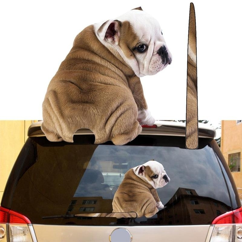 1pc Cartoon Funny Moving Tail Puppy Dog Car Stickers Reflective Stickers Car Window Wiper Decals Rear Windshield Sticker Shopee Philippines