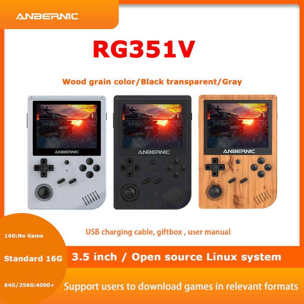  RG351V Handheld Game Console , Open Source System Built-in WiFi  Online Sparring 64G TF Card 2500 Classic Games , 3.5inch IPS Screen Retro  Game Console (Black) : Toys & Games