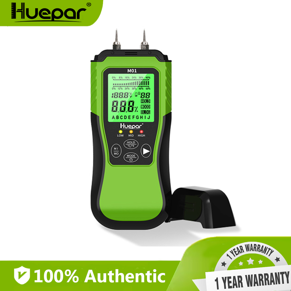Huepar Firewood Moisture Tester PinType Wood Humidity Detector with 8