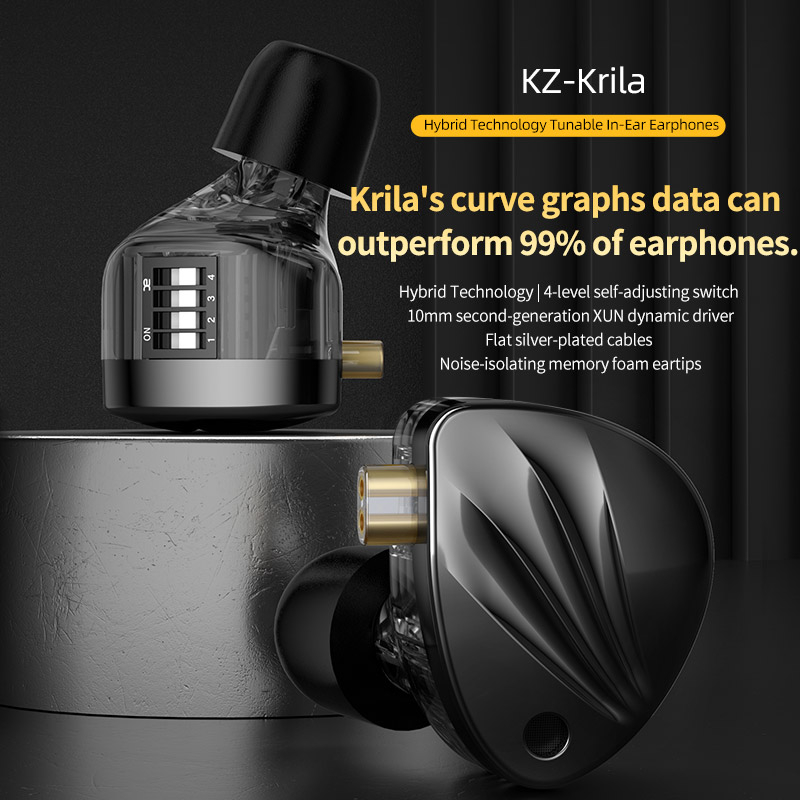 Kz Krila Dd Ba Adjustable In Ear Headphones Hifi Earbuds Corded In Ear Headphones Levels Of