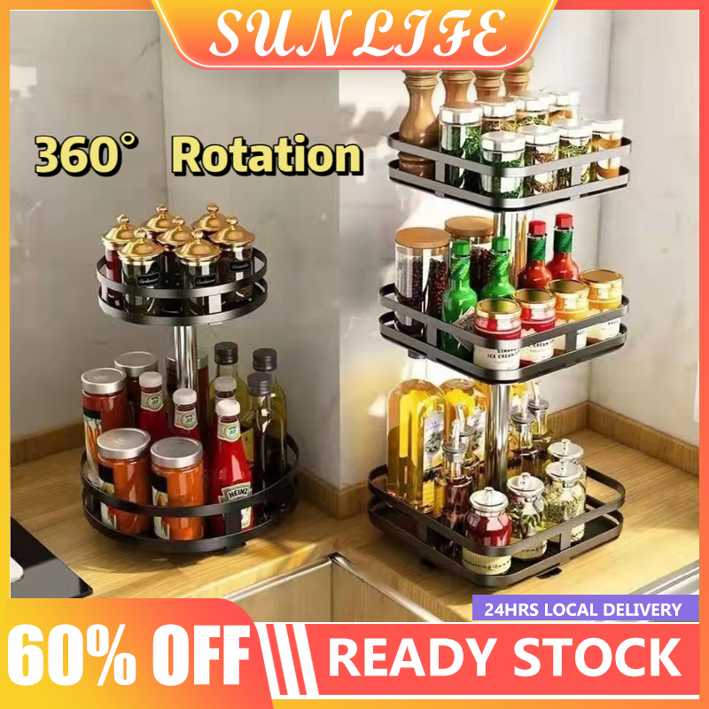 Sunlife 360° Rotating Spice Rack kitchen Organizer Metal Material ...