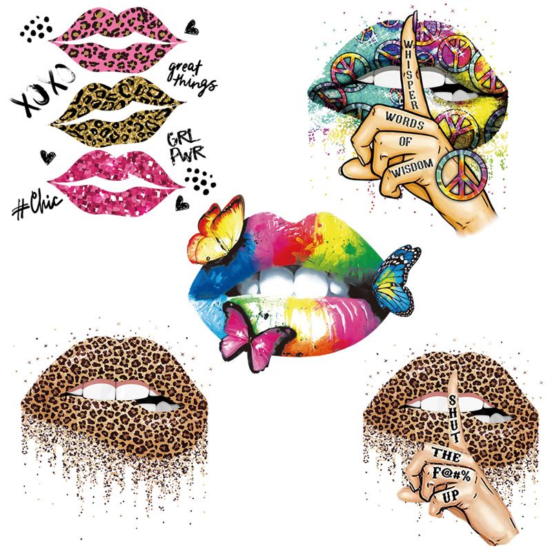 Lips Iron-On Heat Transfer Sticker - Add a Stylish Touch to Your DIY ...