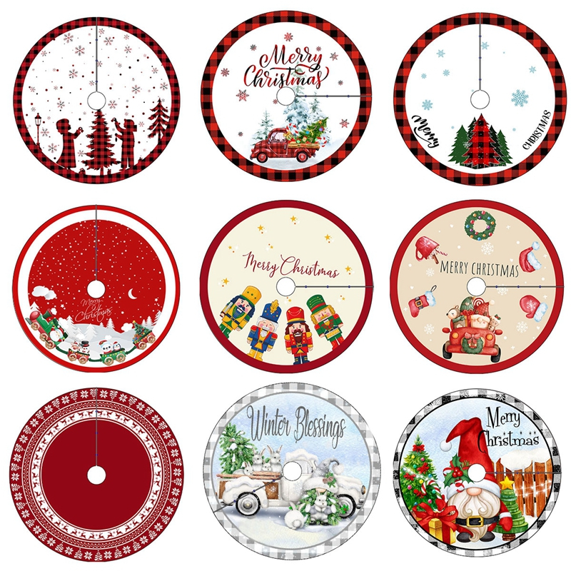 1PC Christmas Tree Skirt Snowflake Santa Claus Printed Christmas Tree