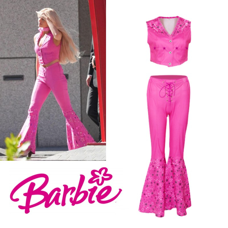 Barbie Cosplay Fancy Dress Margot Robbie Pink Outfit Swimsuit Dress Ken ...