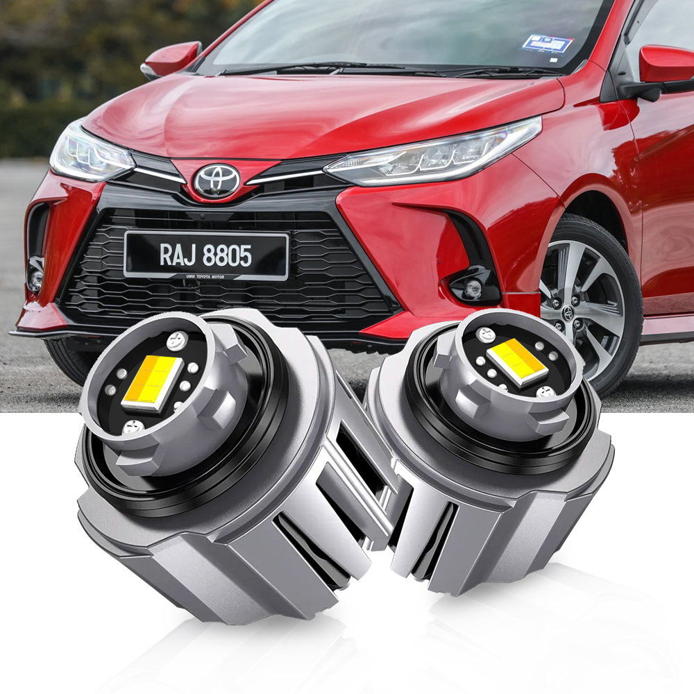 2 PCS Dual Color L1B Car LED Fog Lights With Fan For Toyota Yaris/Yaris ...