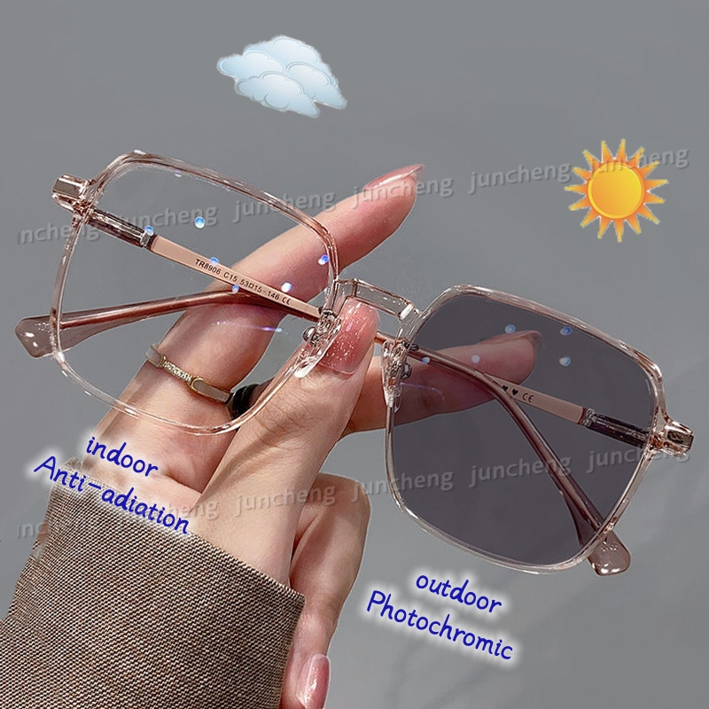 Ultra light large frame Photochromic Anti Radiation Glasses For Women ...