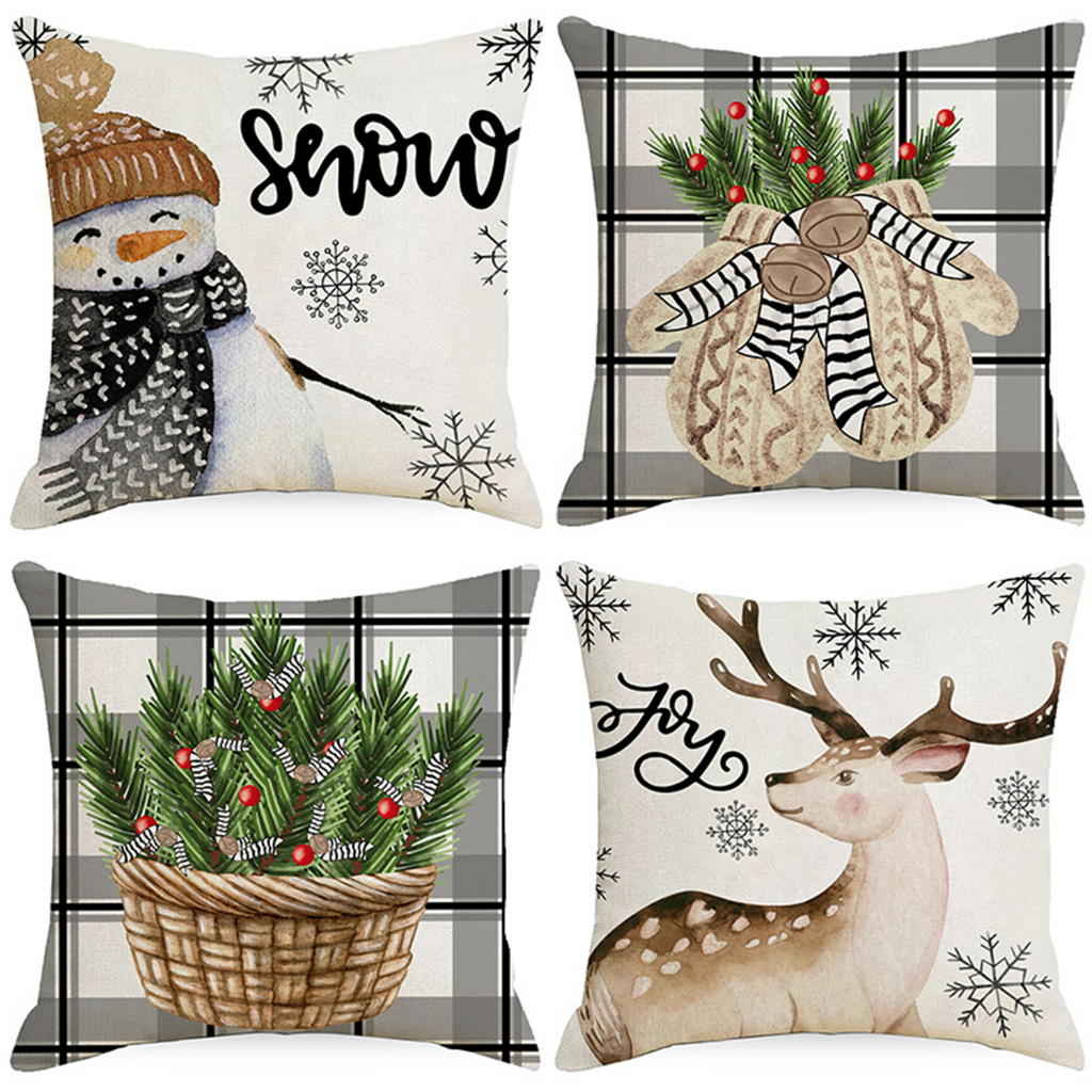 Xmas snowman Pillow case 70×70,60×60,50×50,45×45,40×40,Christmas decor  Cotton linen cushions covers,Square Throw pillow