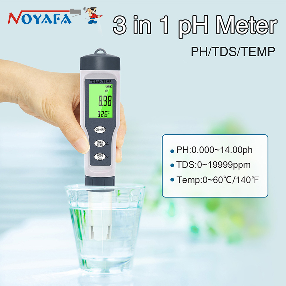 NOYAFA EZ9901 Digital PH Meter with Battery, 3 in 1 PH TDS Temp Pen