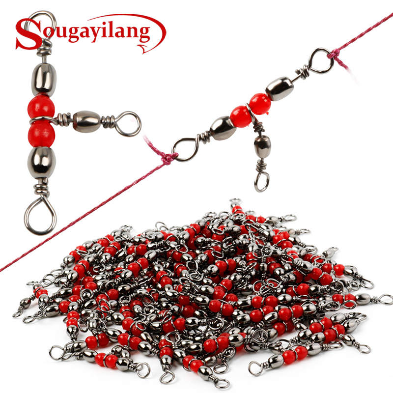 Sougayilang 20/50/100pcs Fishing Tackle 3-way Fishing Swivel Tangle ...