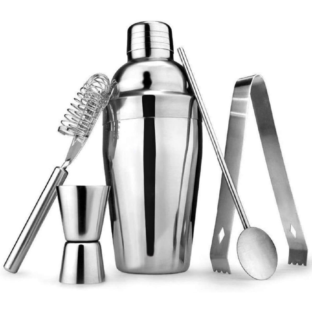 5pcs/Set Stainless Steel Cocktail Shaker Mixer Bartending Kit Bar Basic