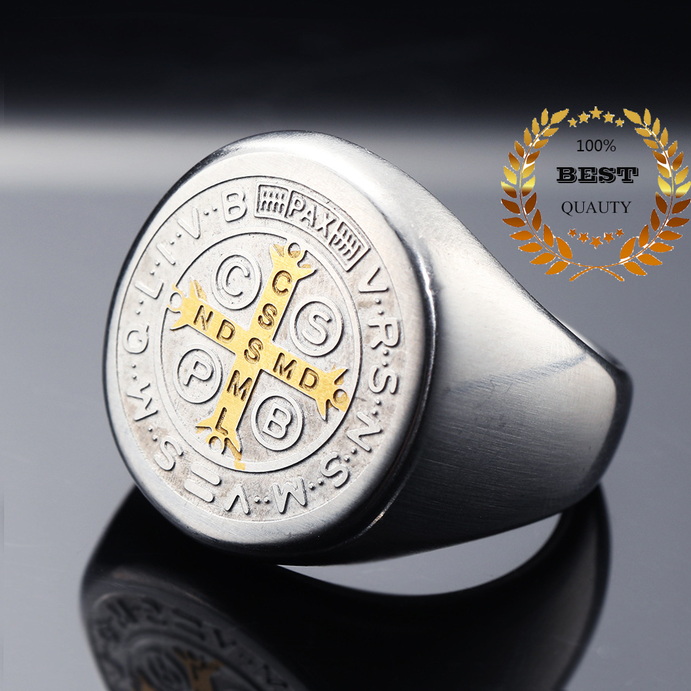 High Polished Pure Stainless Steel The Father Saint Benedict Ring ...